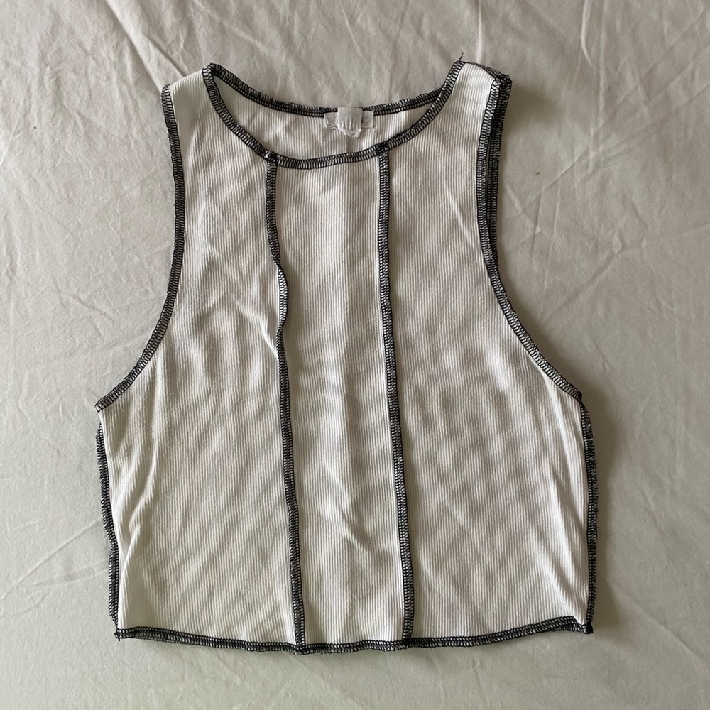 Garage reverse stitch high neck tank top